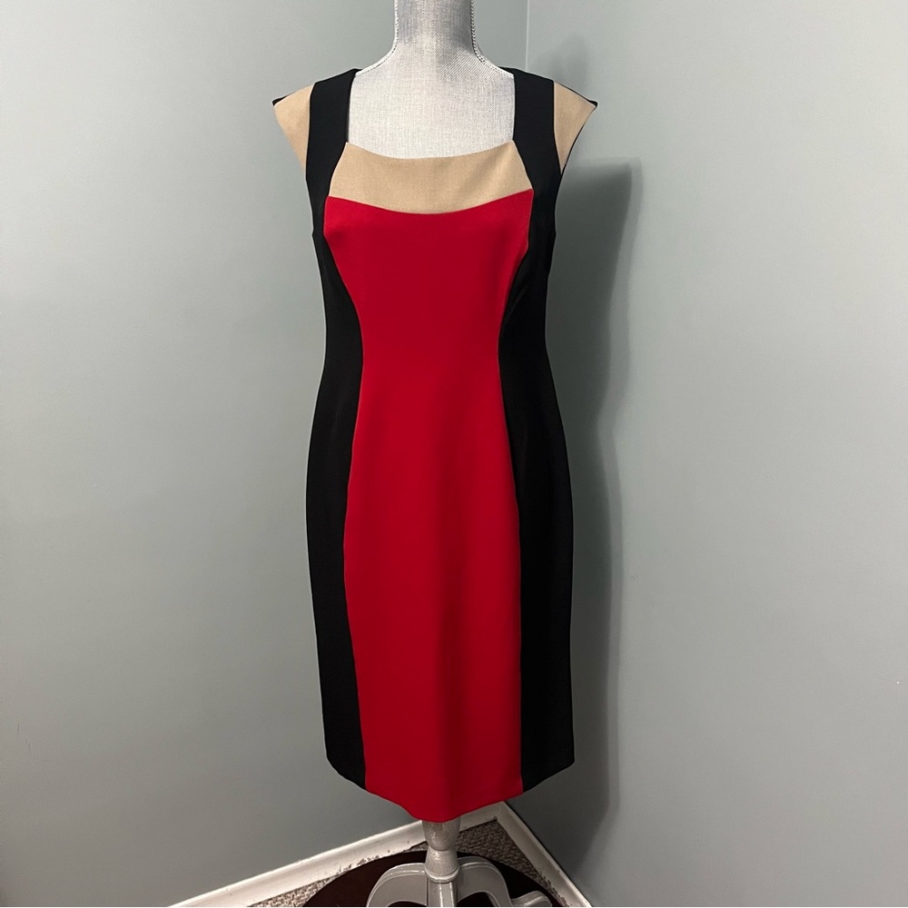 JONES STUDIO midi colour block cocktail dress women’s size 6 sleeveless